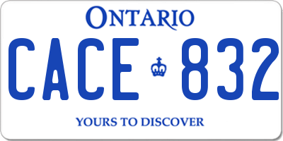 ON license plate CACE832