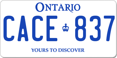 ON license plate CACE837