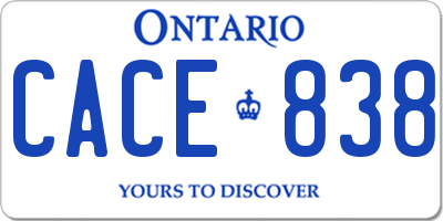 ON license plate CACE838