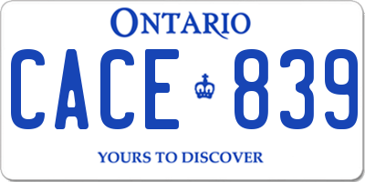 ON license plate CACE839