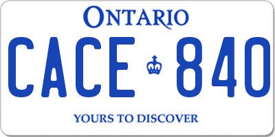 ON license plate CACE840