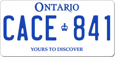 ON license plate CACE841