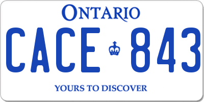 ON license plate CACE843