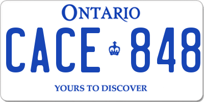 ON license plate CACE848