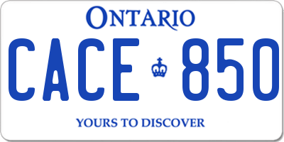 ON license plate CACE850