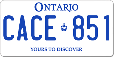 ON license plate CACE851