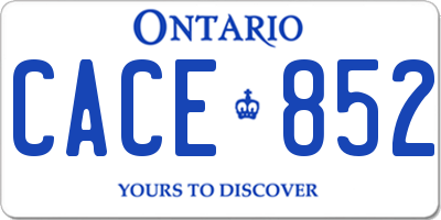 ON license plate CACE852