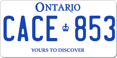 ON license plate CACE853