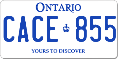 ON license plate CACE855