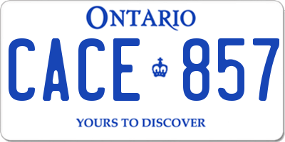 ON license plate CACE857