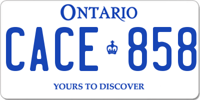 ON license plate CACE858