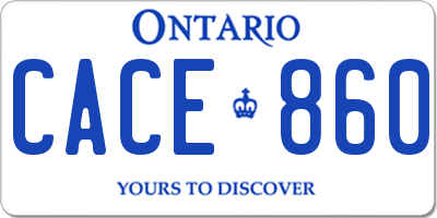 ON license plate CACE860