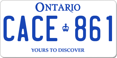 ON license plate CACE861