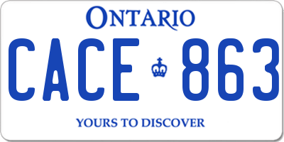 ON license plate CACE863