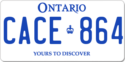 ON license plate CACE864