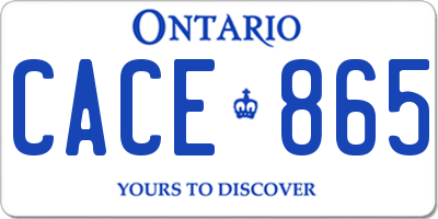 ON license plate CACE865