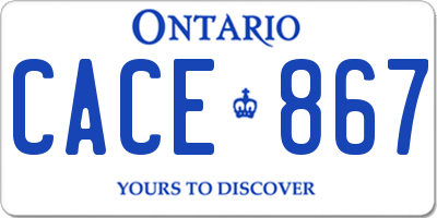 ON license plate CACE867