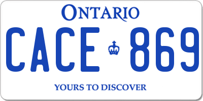 ON license plate CACE869