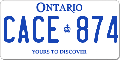 ON license plate CACE874