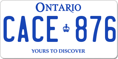 ON license plate CACE876