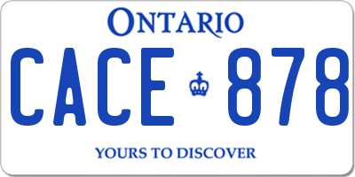 ON license plate CACE878