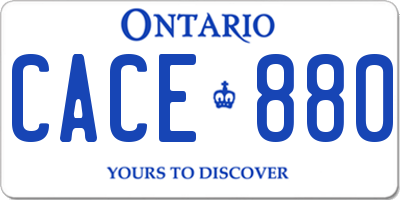 ON license plate CACE880