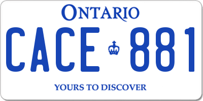 ON license plate CACE881