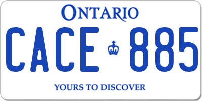 ON license plate CACE885