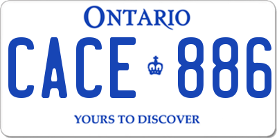 ON license plate CACE886