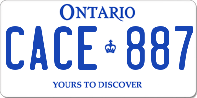 ON license plate CACE887