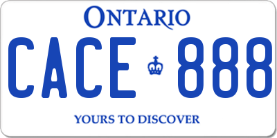 ON license plate CACE888