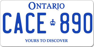 ON license plate CACE890