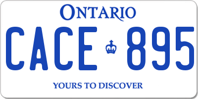 ON license plate CACE895