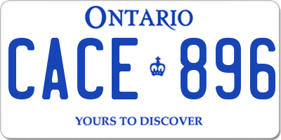 ON license plate CACE896