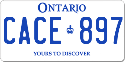 ON license plate CACE897