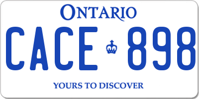 ON license plate CACE898