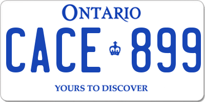 ON license plate CACE899