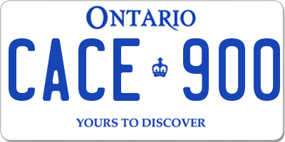 ON license plate CACE900