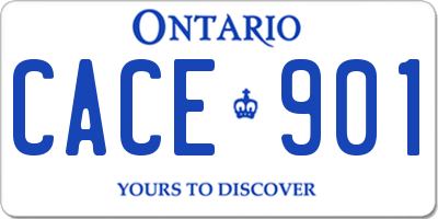 ON license plate CACE901