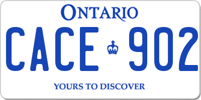 ON license plate CACE902