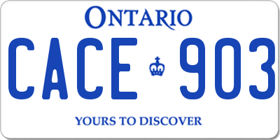 ON license plate CACE903