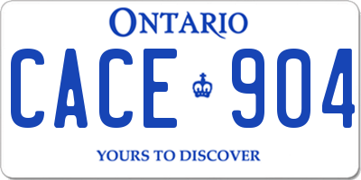 ON license plate CACE904