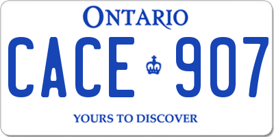 ON license plate CACE907