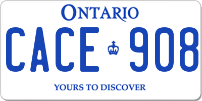 ON license plate CACE908