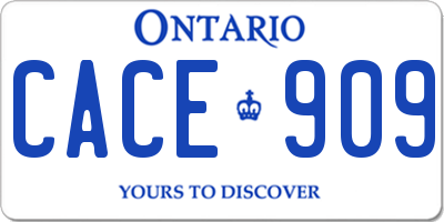 ON license plate CACE909