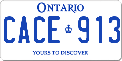 ON license plate CACE913