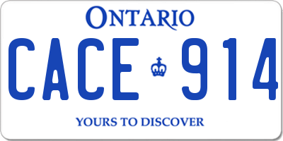 ON license plate CACE914