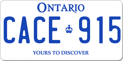 ON license plate CACE915