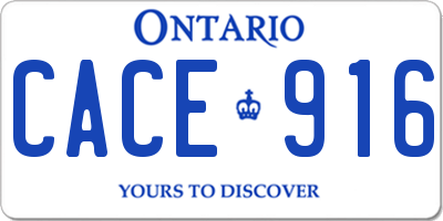 ON license plate CACE916