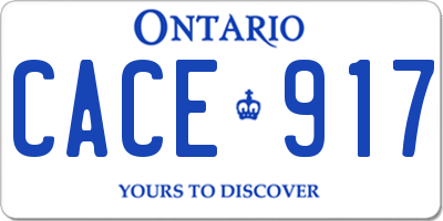 ON license plate CACE917